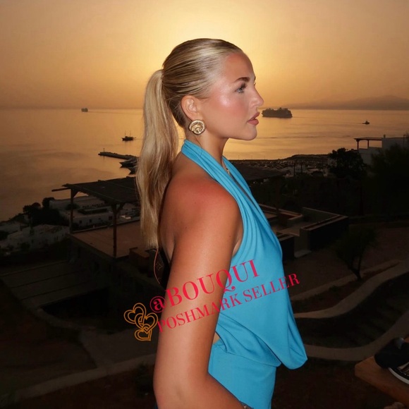 BLOGGERS FAV ZARA BLUE DRAPED HALTER DRESS - Picture 5 of 9